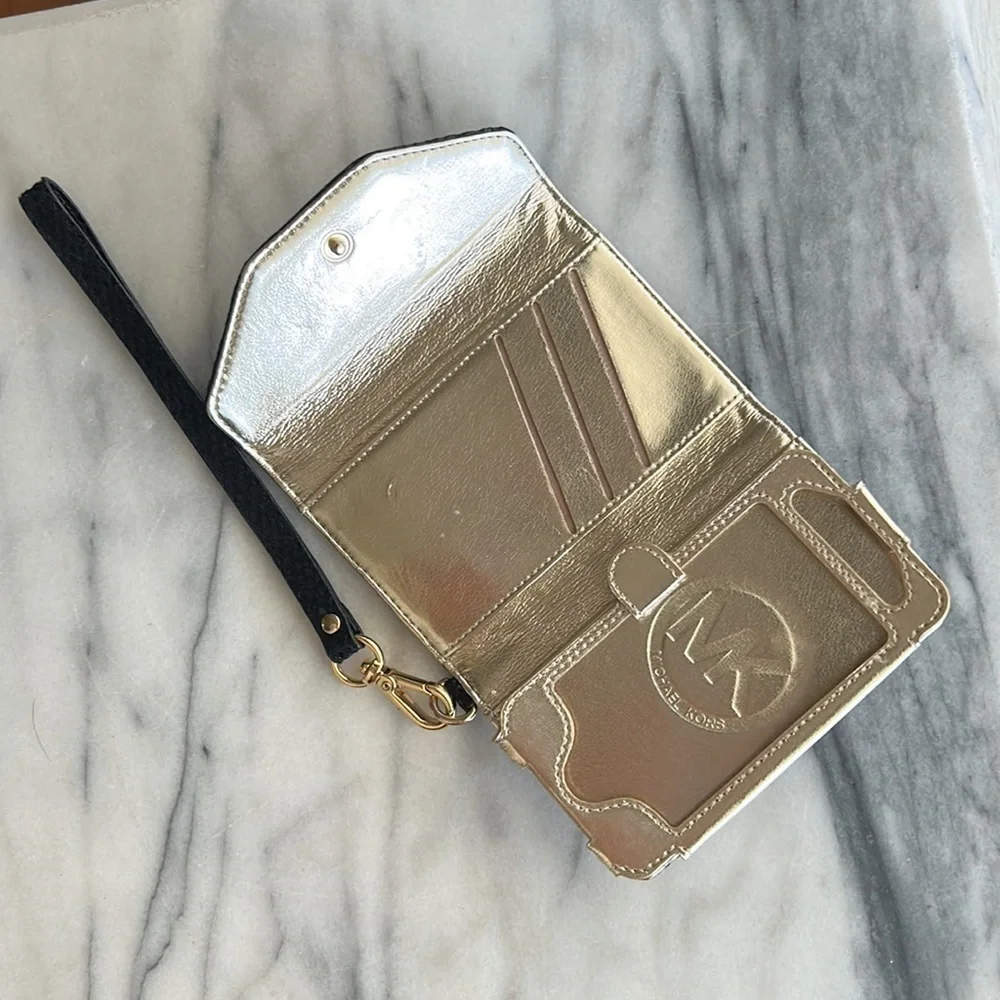 Michael Kors Wristlet Wallet/ Phone Case Black Python